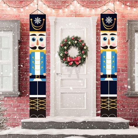 2-Pack Nutcracker Christmas Banners, Decorations for Porch, House, Garden, Yard, Indoor or Outdoor Door, Kids Party, Life-Size Soldier Model - 30 x 180 cm (1/5)