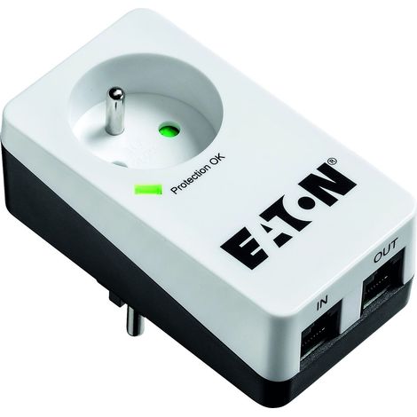 Eaton Multipresa/parafulmine - Protezione Box 1 Tel@ - PB1TF - 1 presa FR + 1 presa telefonica - Bianco e Nero (1/3)