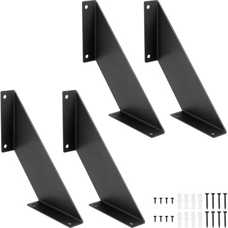 4 Pièces Équerre étagère murale, Équerre métal 20 cm, Charge maximale de 90 kg, Couleur noire (1/5)