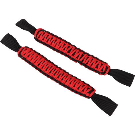 Poignées de maintien antidérapantes en paracorde pour appui-tête de 29.6cm, poignées universelles pour voiture SUV ATV UTV RV noir rouge. (1/5)