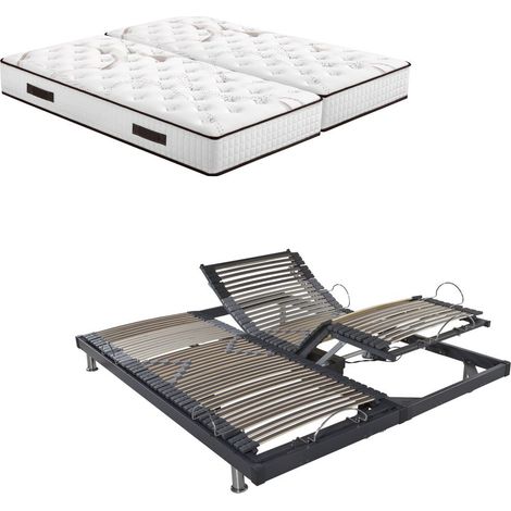 Ensemble relaxation S50 + Matelas Mousse Myriade - 5 zones - 2x90x200 - Gris (1/5)