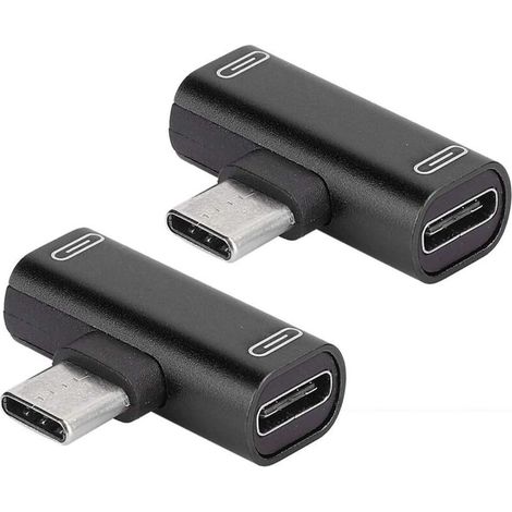 Adaptateur 2 pièces, chargeur audio Type-C répartiteur USB-C en aluminium, convertisseur 2 en 1 de charge/appel/télécommande/musique, pour Letv 2G/3G (noir)