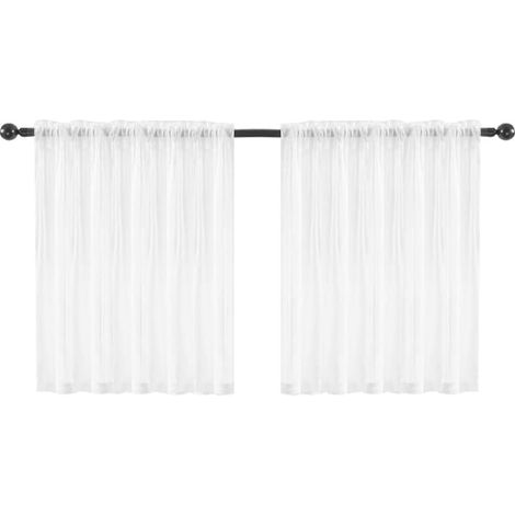 2PCS Rideaux de Cuisine Semi-Transparents Rideaux en Filet de Bistrot pour Petites Fenêtres Cuisine Salon Maison de Campagne (Blanc L 76 XH 60) (1/5)
