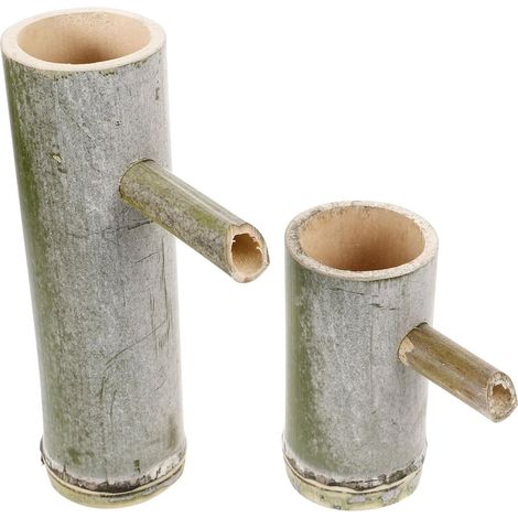 Lot de 2 fontaines à eau en bambou - Décoration pour aquarium et jardin - Utilisation polyvalente ou à installer - Pour l'intérieur et l'extérieur - Hauteur (1/5)