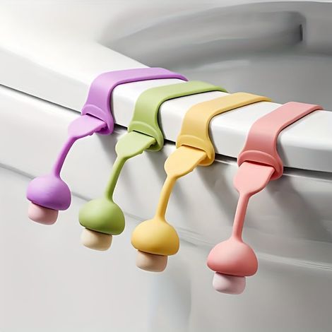 Toilettensitzgriffe (4er-Set) - aus Silikon, zum Anheben von Toilettensitzen geeignet für Badezimmeraccessoires in Zuhause, Büro und Hotel, einfach zu bedienen. (1/5)