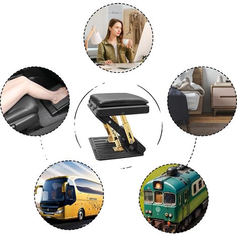 Reposapiés, altura ajustable, diseño portátil, negro. (1/2)