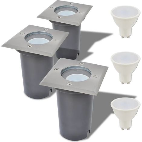 Set di 3 lampade da terra da incasso dal design moderno per esterni 10,8 x 10,8 x 15 cm in acciaio inossidabile argentato 020045868