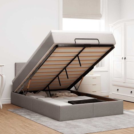 Ottoman-Bett mit Matratze & LEDs Taupe 120x200 cm Stoff