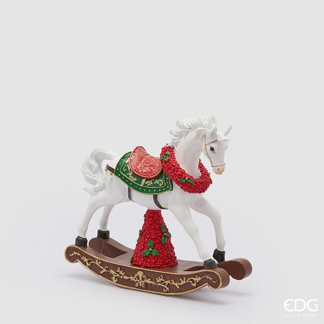 EDG Enzo De Gasperi Cavallo a Dondolo Natalizio H30,5x32,5x9 cm Bianco Rosso – Decorazione di Natale (1/4)