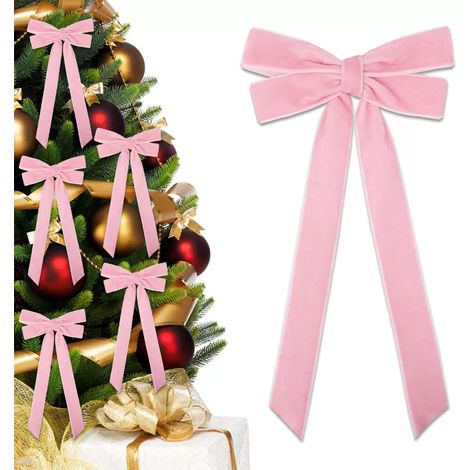 Ribbon Bow - Velours - 26 cm - Pour Arbre De Noël Décoration Intérieure Porte Guirlande - Lot De 12 (1/5)