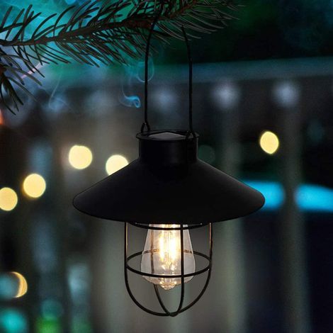Lanterne suspendue solaire extérieure vintage, éclairage LED chaud pour jardin, cour, patio, allée, lot de lampes solaires de jardin. (1/5)