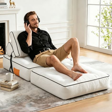 [MJ] Poltrona a sacco Lazy Sofa, divano letto pieghevole, sedia letto pieghevole da pavimento futon, comode poltrone lounge convertibili portatili per soggiorno e camera da letto. (1/5)