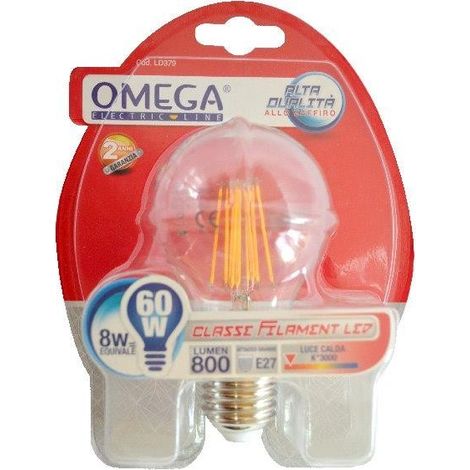 LAMPADINA A FILAMENTO GOCCIA A60 8W E27 3000K