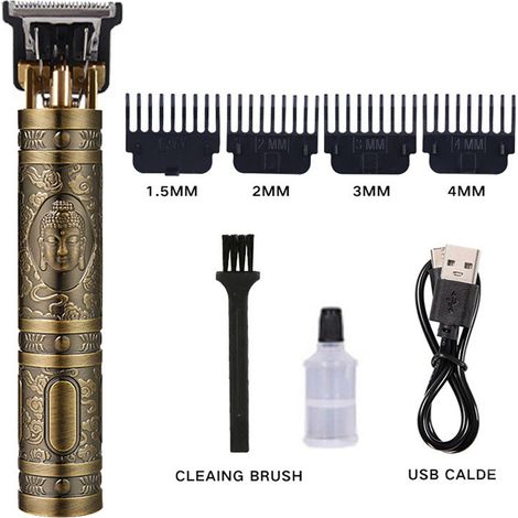 Tondeuse Professionnelle pour Hommes Kit de Soins Sans Fil [Blanc/Noir] [150x25x25mm] + Accessoires de Coupe (4 Peignes, Brosse) (1/4)