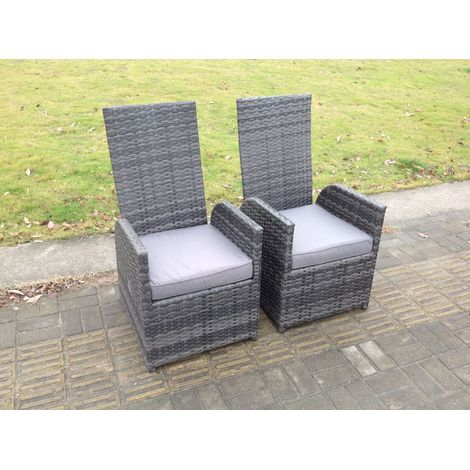 Fimous Dark Grey Mixed Outdoor Wicker Rattan Garden Furniture Reclining Chair And Table Dining Sets 2 PC Chairs (1/3)
