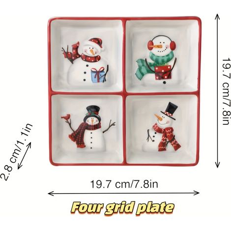 Assiette Céramique Campagnarde Nordique avec Relief - Style Occidental - Plateau à 4 Compartiments Multifonction - Plateau Divisé à 2 Compartiments (1/5)