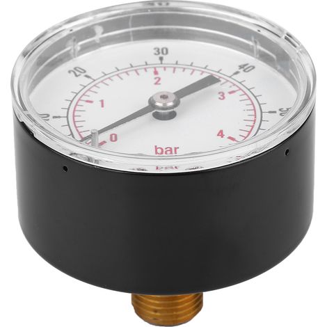 Manometer 50mm Zifferblatt 1/4 BSPT Rückseitiger Anschluss für Luft Wasser Öl Gas (0-60PSI 0-4Bar) (1/5)