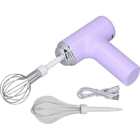 Batteur à œufs sans fil - Fouet électrique portable pour crème et vinaigrette - Violet (1/5)