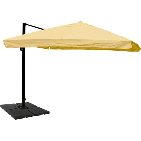 [NEUWERTIG] Gastronomie-Ampelschirm HHG-329, Sonnenschirm, 3x4m (Ø5m) Polyester/Alu 26kg Flap, creme mit Ständer