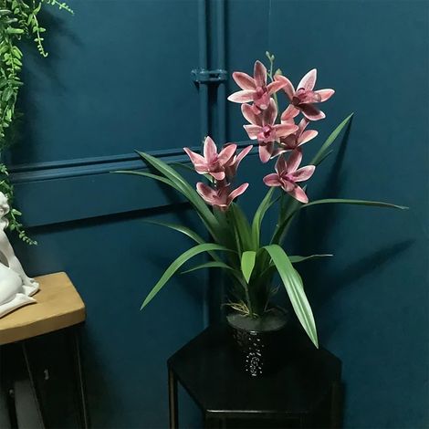 50cm Dark Pink Artificial Orchid in Ceramic Planter (1/5)