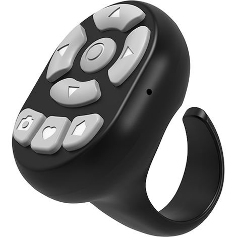 Anneau De Controle Remote Bluetooth - Pour Defilement TikTok - Compatible iPhone Samsung Pixel - Rechargeable USB-C - 8 Boutons Physiques - Noir