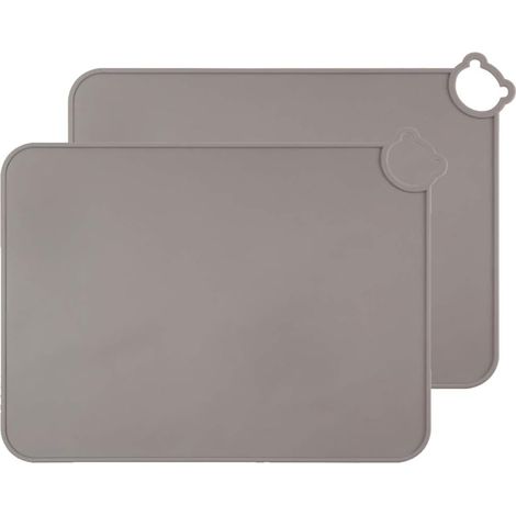 Set de table antidérapant en silicone pour bébé 2 pièces (gris),