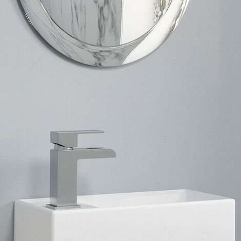 Bathroom Basin White Single Tap Hole Sink Only Square Edge Unit Not Included (1/4)