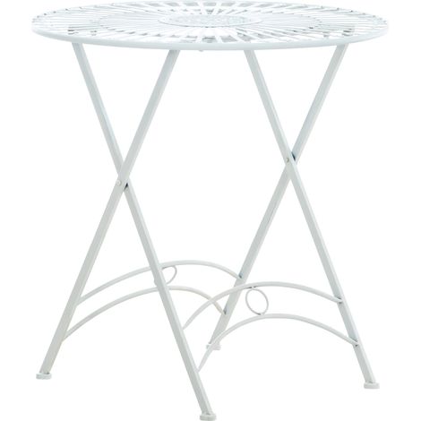 Mesa de jardín de metal Ø 71 cm estilo rústico blanco MDJ10218 (1/4)