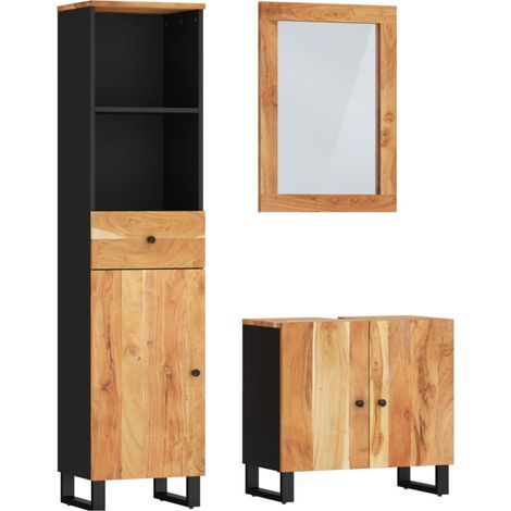 Maison Exclusive - 3-tlg. Badmöbel-Set Massivholz Akazie
