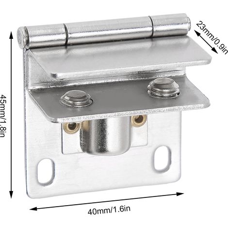 Punto de pivote de acero inoxidable para puertas de cristal, montaje mediante clip sin taladrar, para escaparates/vitrinas (1 punto de pivote + 2 juntas, 40x45x23 mm) (1/5)