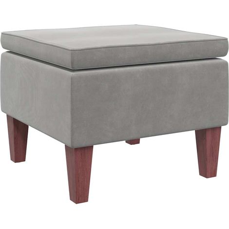 vidaXL Stool with Wooden Legs Light Grey Velvet