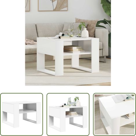 Table basse bois - Table basse Blanc 66 x 53 x 45 cm Bois d'ingénierie (1/5)