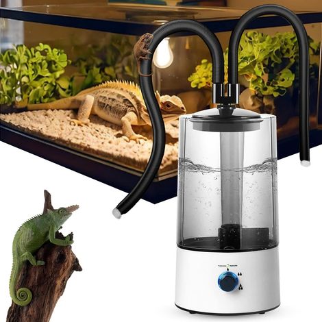 Humidificateur pour terrarium de reptiles de 4 litres, nébuliseur avec double sortie d'air extractible, trois niveaux de pulvérisation, pour une utilisation polyvalente.