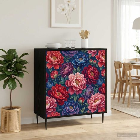 vidaXL Sideboard AACHEN Black Oak 69 x 33 x 76 cm Engineered Wood (1/5)