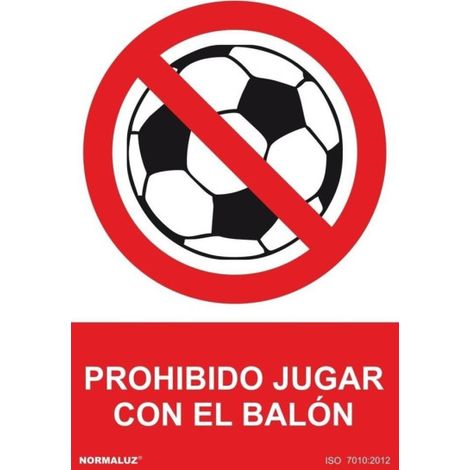 Prohibido jugar con el balón, señal de prohibición SEKURECO 300 x 400 mm PVC GLASSPACK 0'7 mm