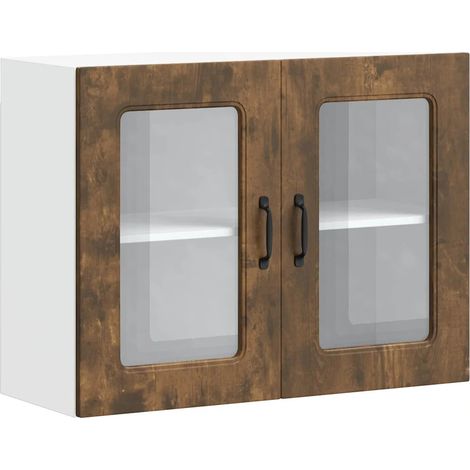 Armadio pensile da cucina moderno rovere fumo 80 x 31 x 60 cm spazio ottimizzato design pulito in legno ingegnerizzato 020050017