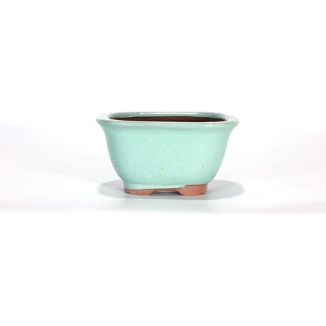 Vaso bonsai rettangolare 11 cm smaltato verde chiaro (1/2)