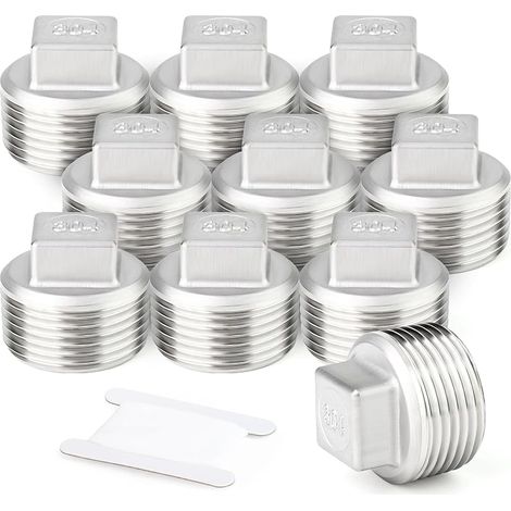 10 pcs 1/8" BSP mâle Extérieur Carré Filetage Tuyau 304 Raccord de prise en acier inoxydable (1/5)