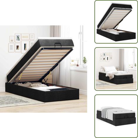 Cadre de lit ottoman avec matelas noir 80x200 cm tissu - Cadre De Lit Ottoman - Cadres De Lit Ottoman - Cadre De Lit - Cadre De Lit Avec Rangement (1/5)