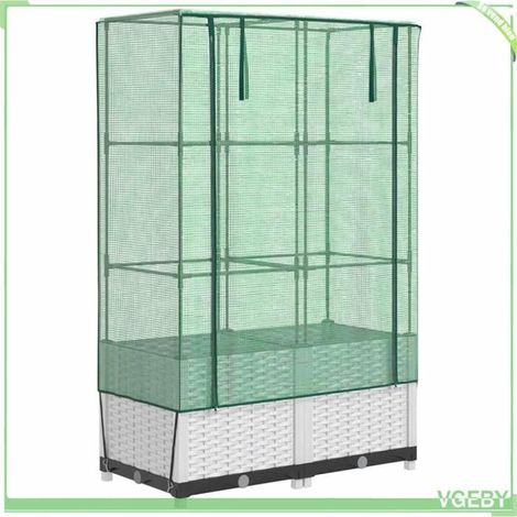 Jardinière surélevée avec housse - FAFEICY - 4015842 - 80x40x138 cm - Aspect rotin - Housse imperméable (1/5)
