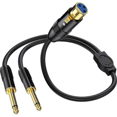 Câble répartiteur en Y XLR femelle vers double prise jack 6,35 mm (1/4 pouce) adaptateur audio convertisseur XLR femelle vers double prise mono TS 6,35 mm pour microphone (cordon-C) (1/5)