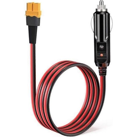 Câble d'extension avec connecteur XT60 et prise allume-cigare, 3 m (10 pi), calibre 14 AWG. (1/5)