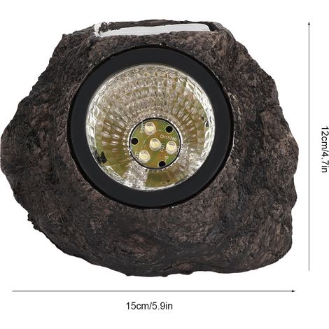 Luminaire Solaire pour Jardin LED Imitation Pierre PVC 400g 15cm Lumière Blanche/Warm (1/5)