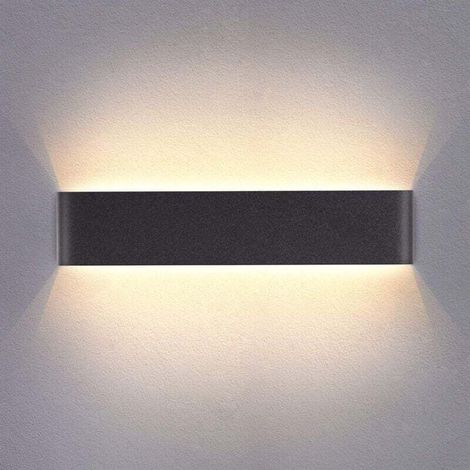 Applique Murale Interieur LED Noir 14W 3000K Lampe Murale Blanc Chaud Moderne Design AC 220V pour Chambre Salon Escalier Couloir Acrylique 40CM