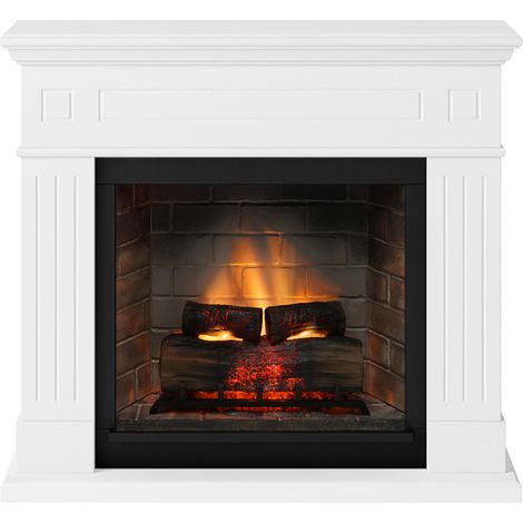 TAGU Cheminée électrique connectée 1400W - LARSEN Powerflame 2 - effets flammes 3D et crépitement - Blanc
