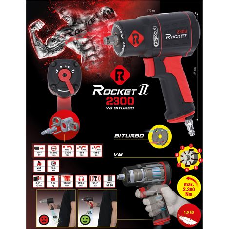 KS  TOOLS  1/2"  ROCKET  II  Llave  de  impacto  neumática  de  alto  rendimiento  2.300  Nm  -  512.0002