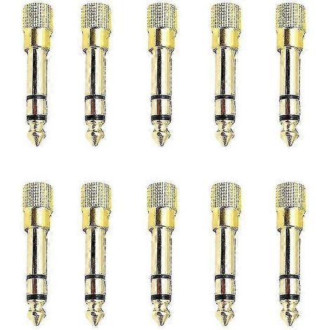 Adaptateur audio stéréo, cuivre pur plaqué or, 6,35 mm 1/4" mâle vers 3,5 mm 1/8" mâle. (1/5)