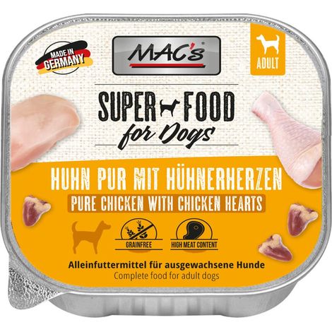 MAC's Perro Adulto Bandeja 150g - Pollo y Corazones de Pollo 150g