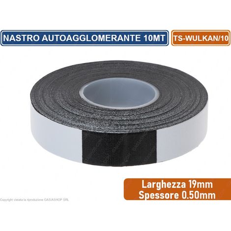 ROTOLO NASTRO AUTOAGGLOMERANTE NERO 10 METRI IN POLIISOBUTILENE LARGHEZZA 19MM SPESSORE 0.50MM