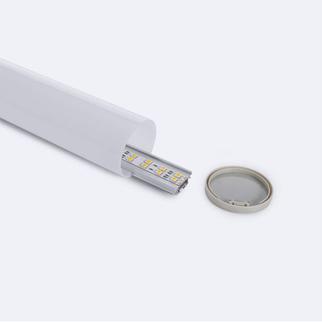 Profilé Aluminium Suspendu Rond 2m pour Ruban LED jusqu'à 22 mm Aluminium 2 m Blanc translucide (1/3)